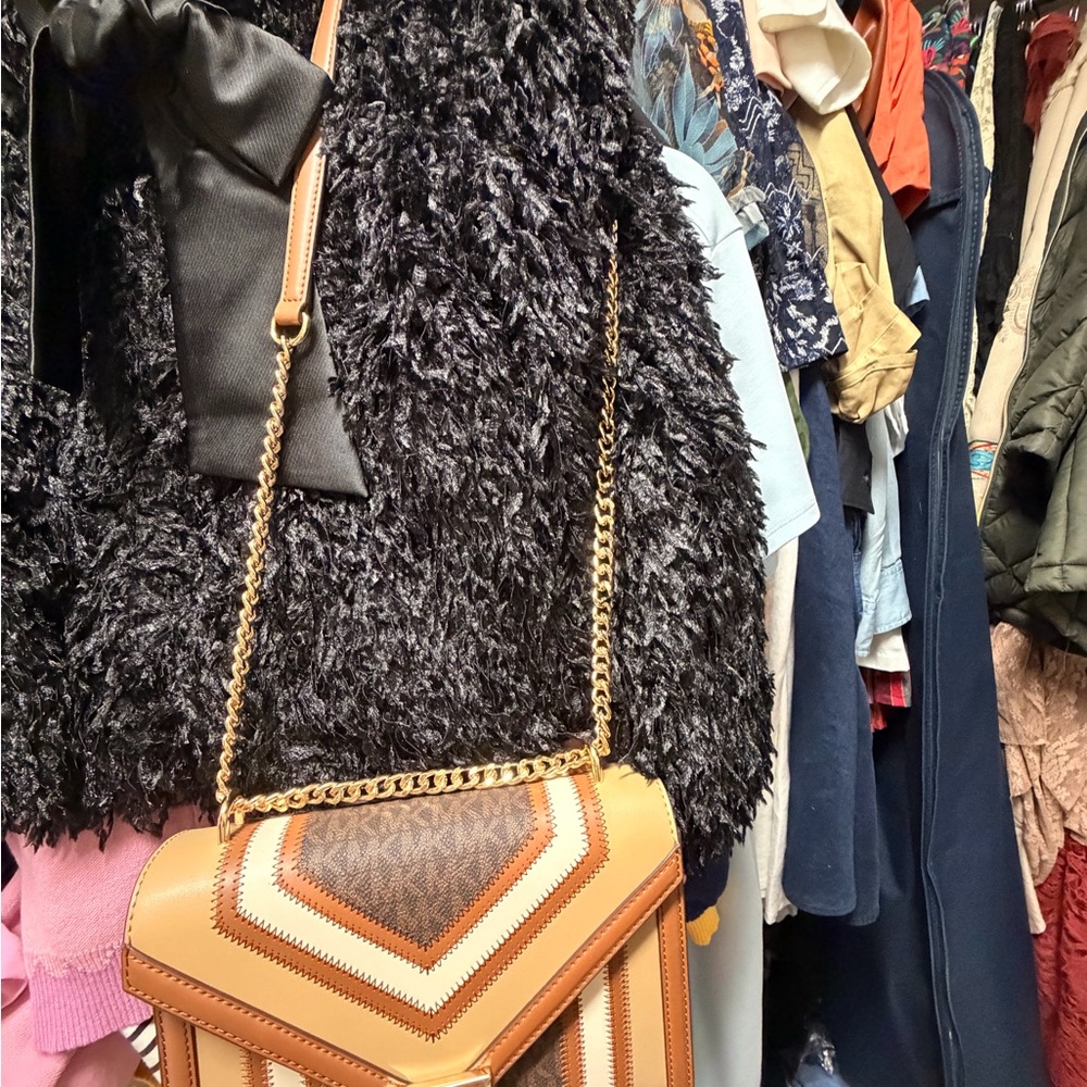 Michael Kors Tan and Brown Crossbody Bag